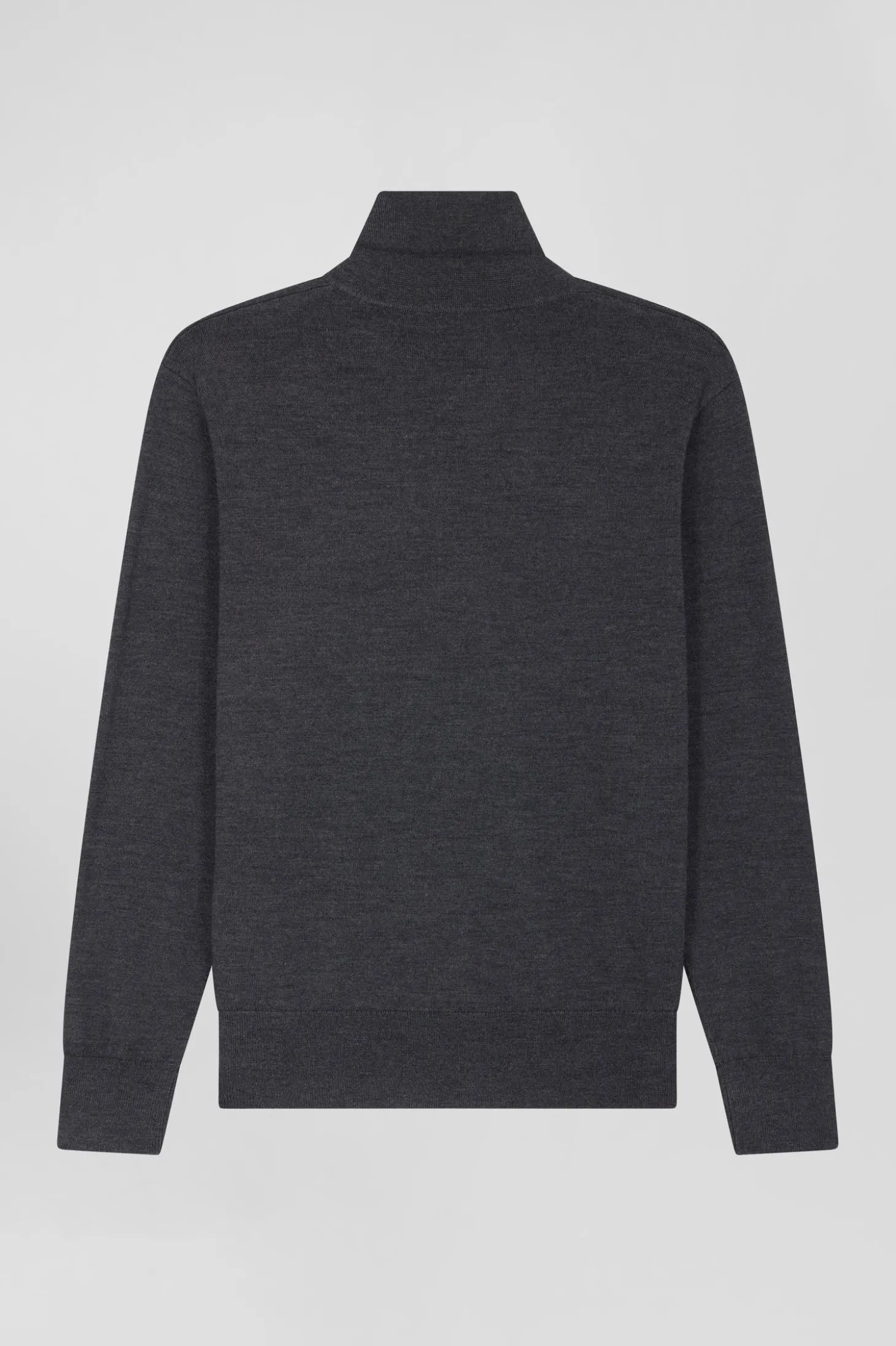 Pull femme col maillot en laine gris anthracite coupe Regular