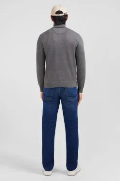 Pull gris à col camionneur en coton