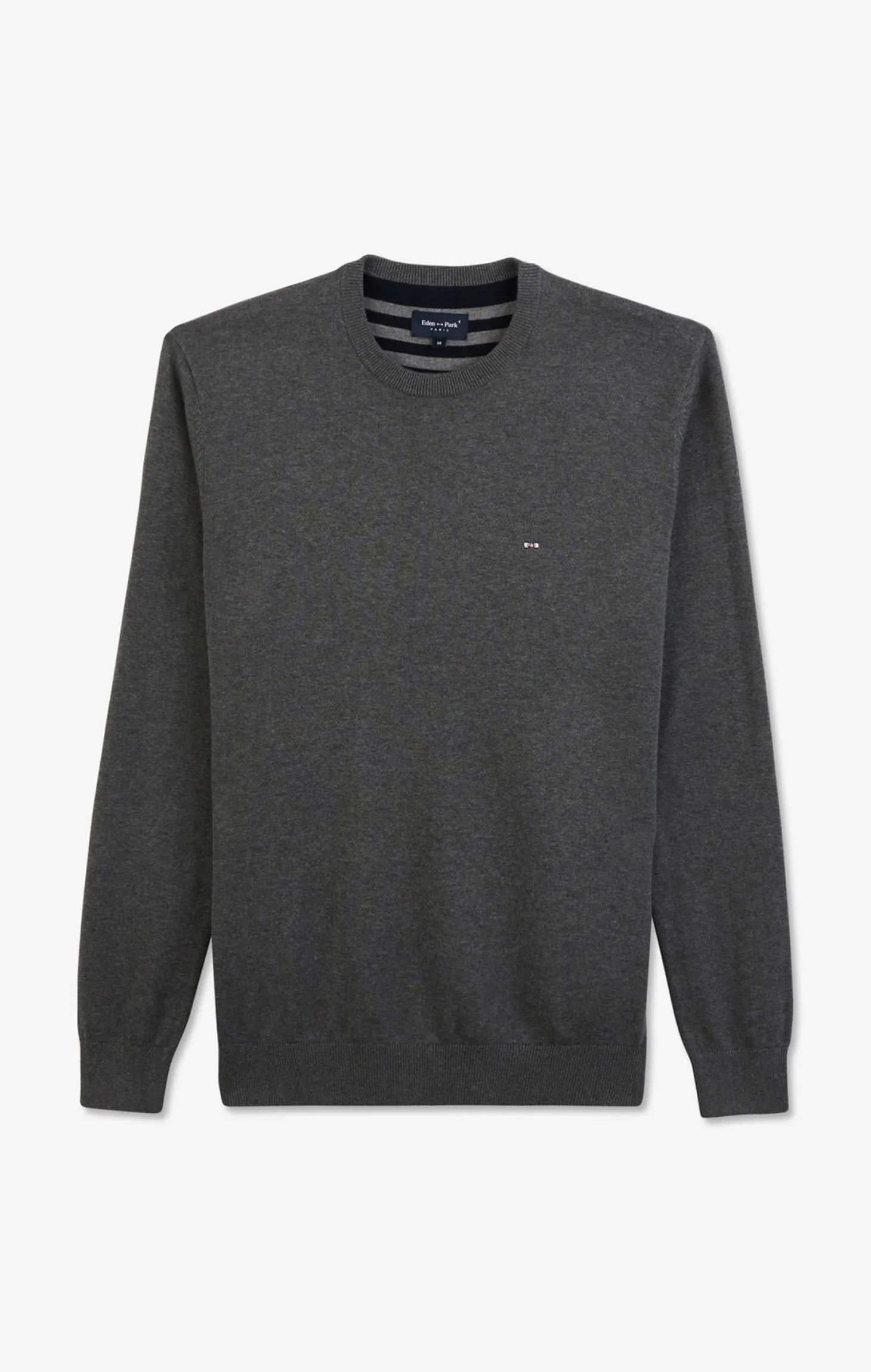 Pull gris à col rond en coton