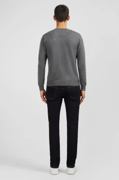 Pull gris à Col V en coton