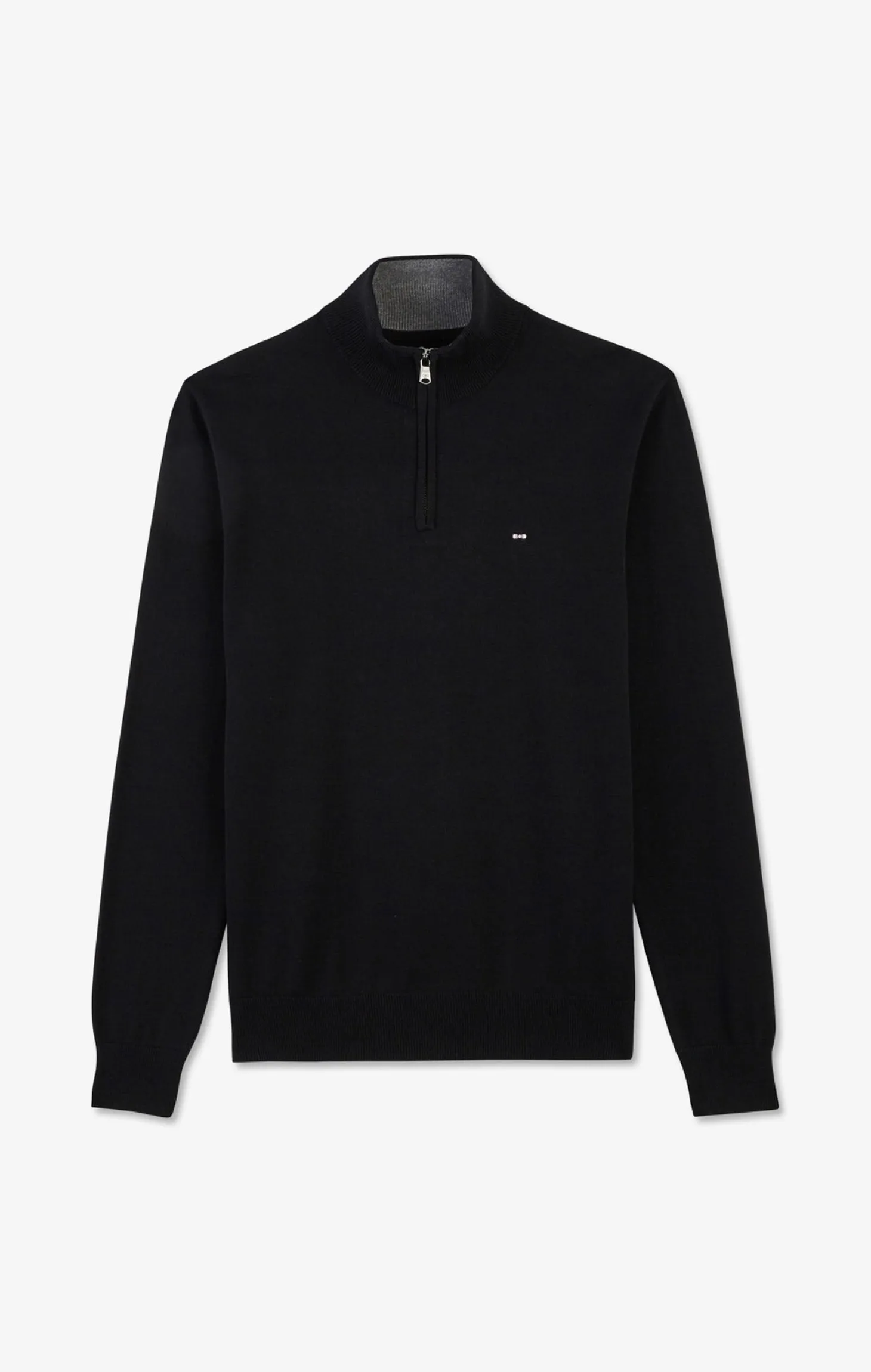 Pull noir à col camionneur en coton