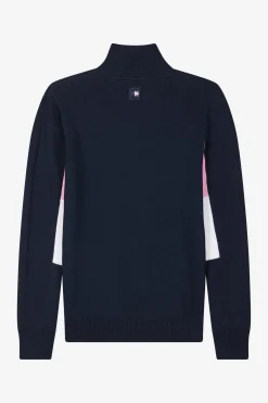Pull zippé en coton bleu marine XV de France coupe Regular