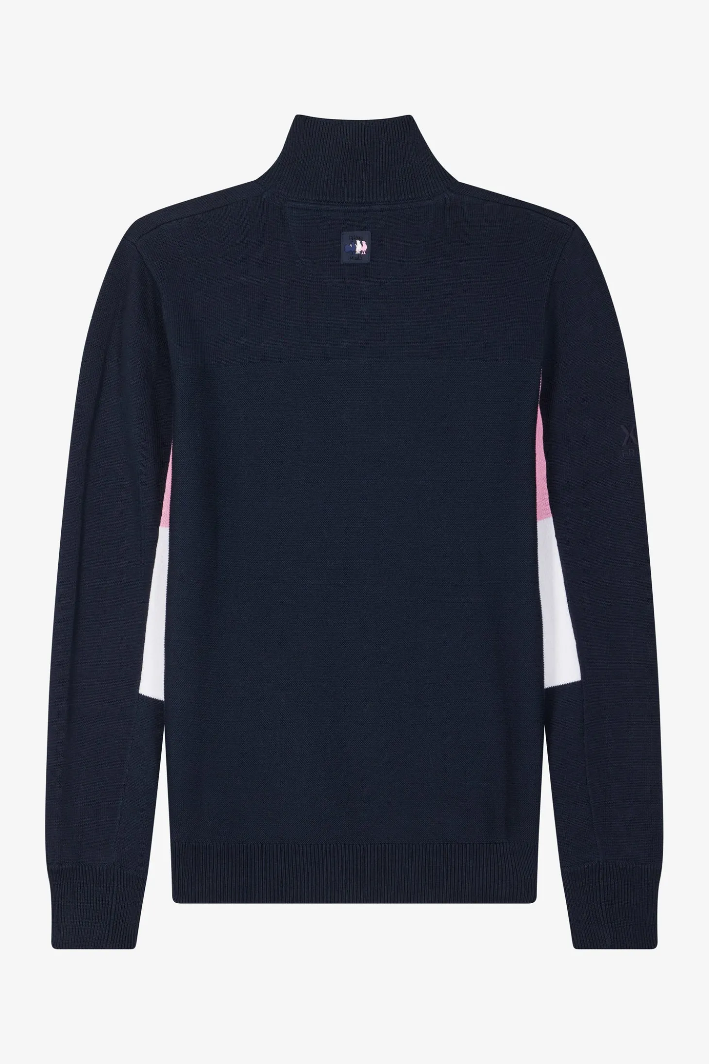 Pull zippé en coton bleu marine XV de France coupe Regular
