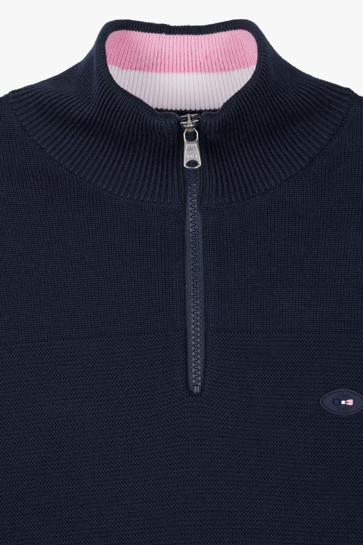 Pull zippé en coton bleu marine XV de France coupe Regular