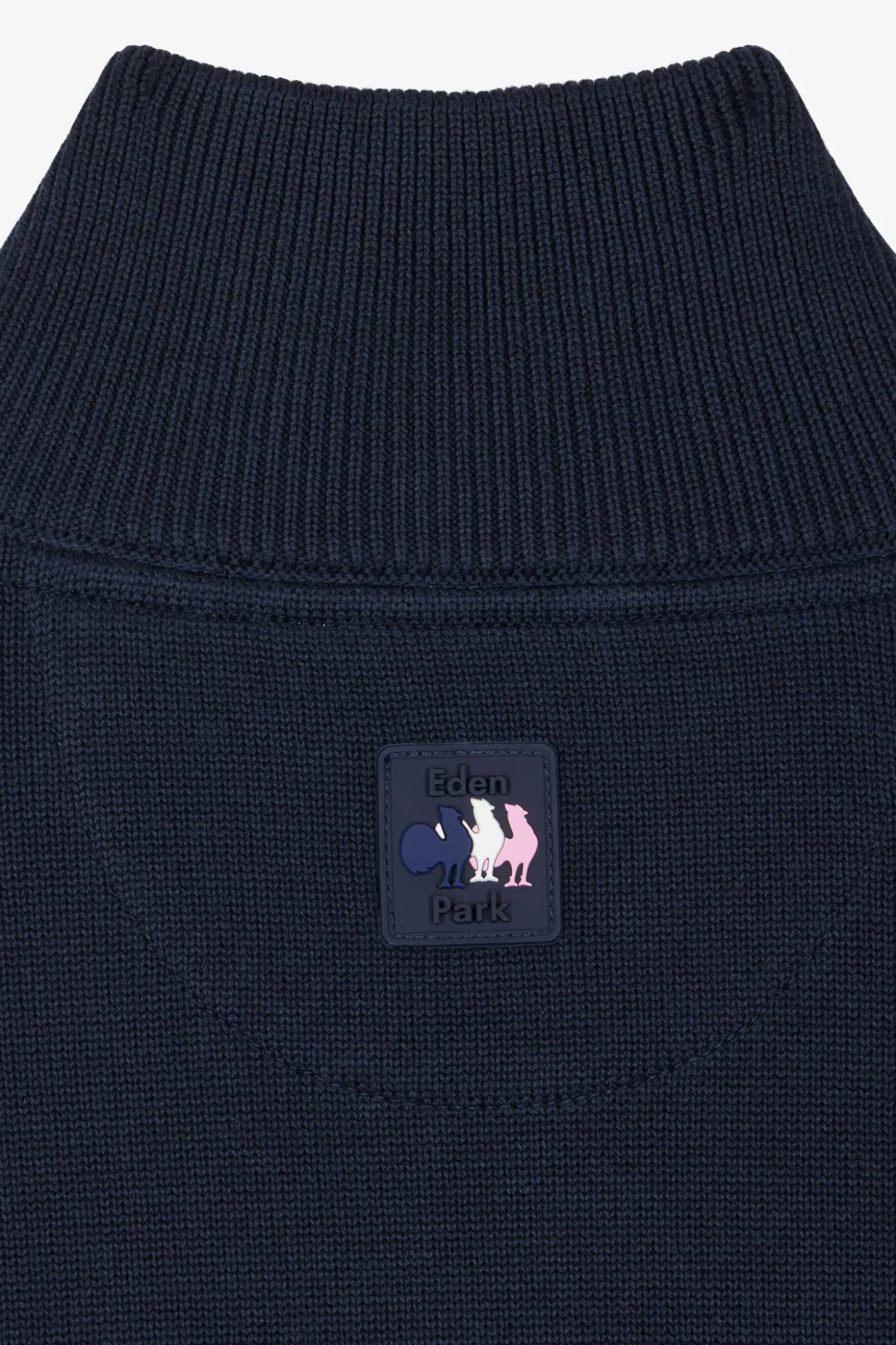 Pull zippé en coton bleu marine XV de France coupe Regular