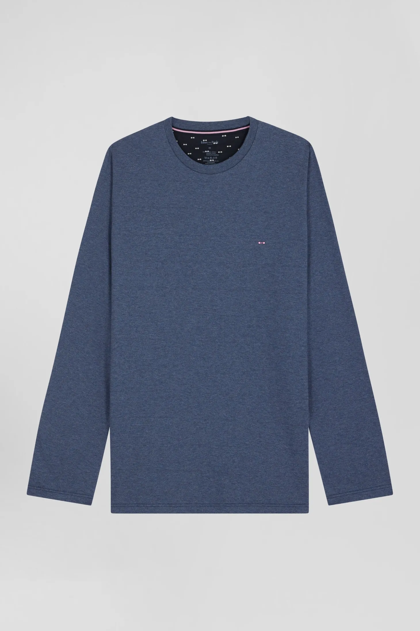 Pyjama long en coton bleu foncé pantalon à micromotifs nœuds papillon