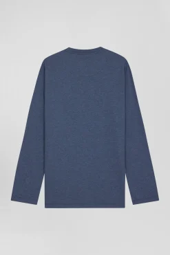 Pyjama long en coton bleu foncé pantalon à micromotifs nœuds papillon