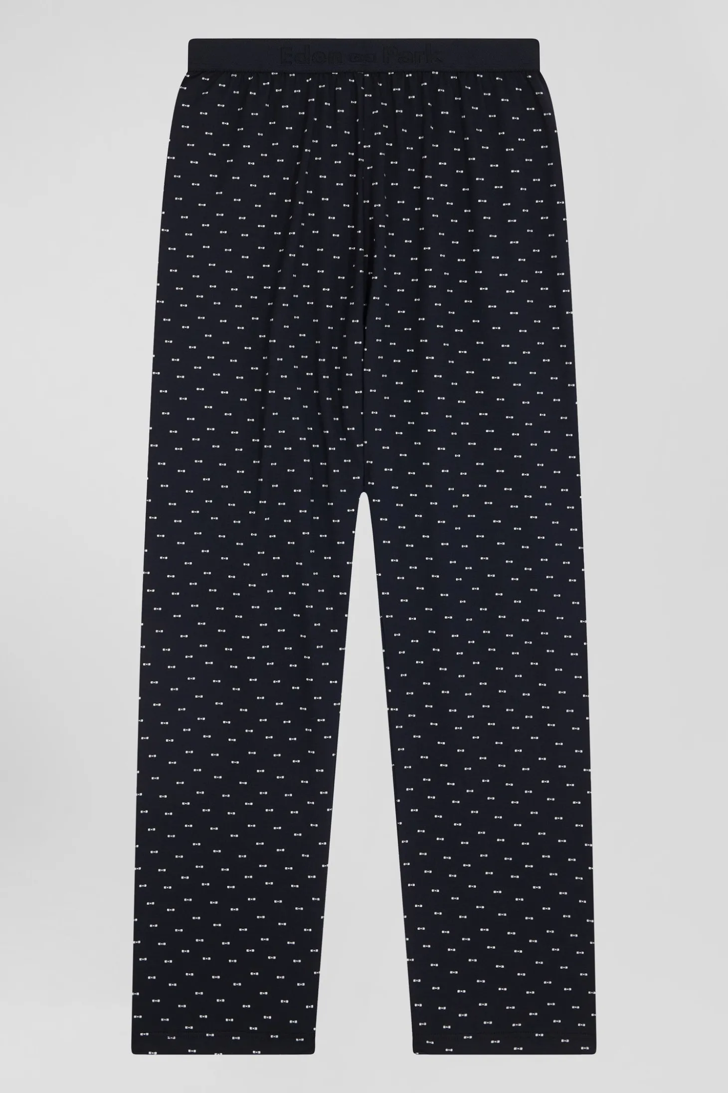 Pyjama long en coton bleu foncé pantalon à micromotifs nœuds papillon
