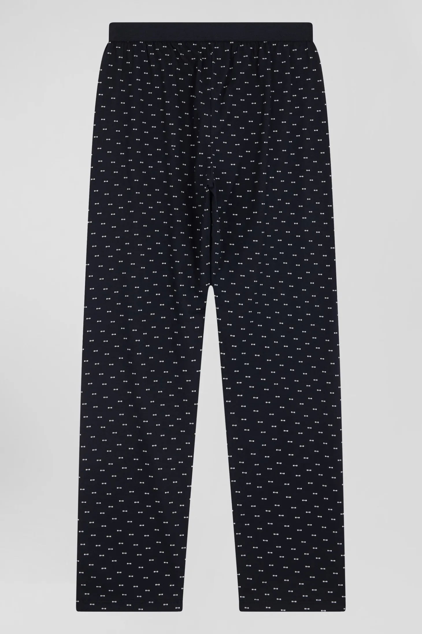 Pyjama long en coton bleu foncé pantalon à micromotifs nœuds papillon