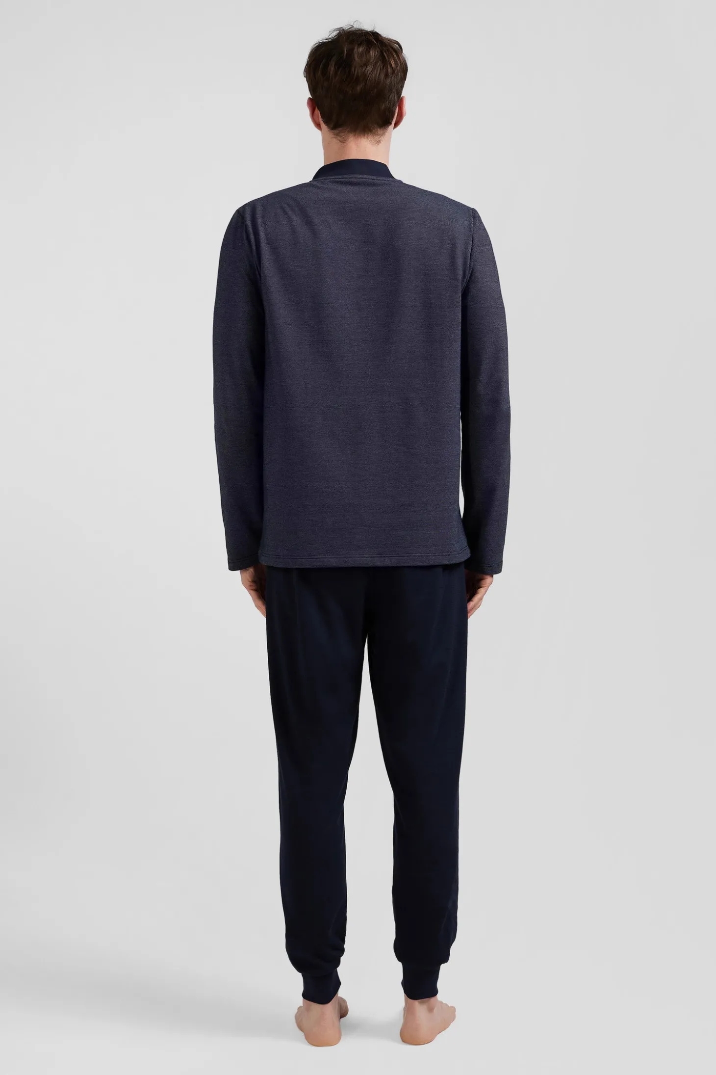 Pyjama long en coton mélangé bleu marine