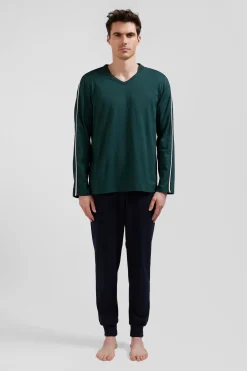 Pyjama long en coton vert