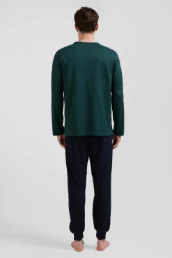 Pyjama long en coton vert