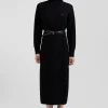 Robe col roulé en laine et coton noire coupe Relaxed