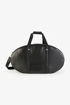 Sac de voyage ovale noir en cuir