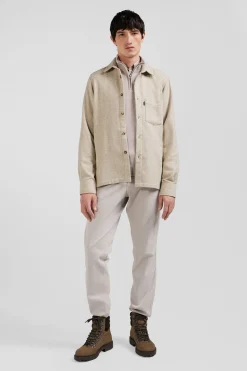 Surchemise en coton mélangé beige
