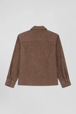 Surchemise en coton mélangé marron à poches plaquées coupe Relaxed