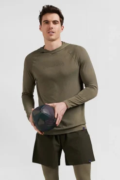Sweatshirt à capuche à manches cerclées kaki