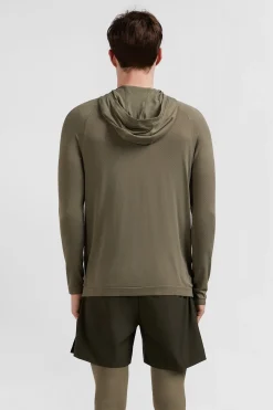 Sweatshirt à capuche à manches cerclées kaki