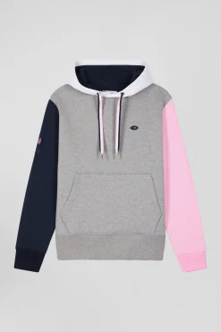 Sweatshirt à capuche colorblock en coton gris XV de France coupe Regular