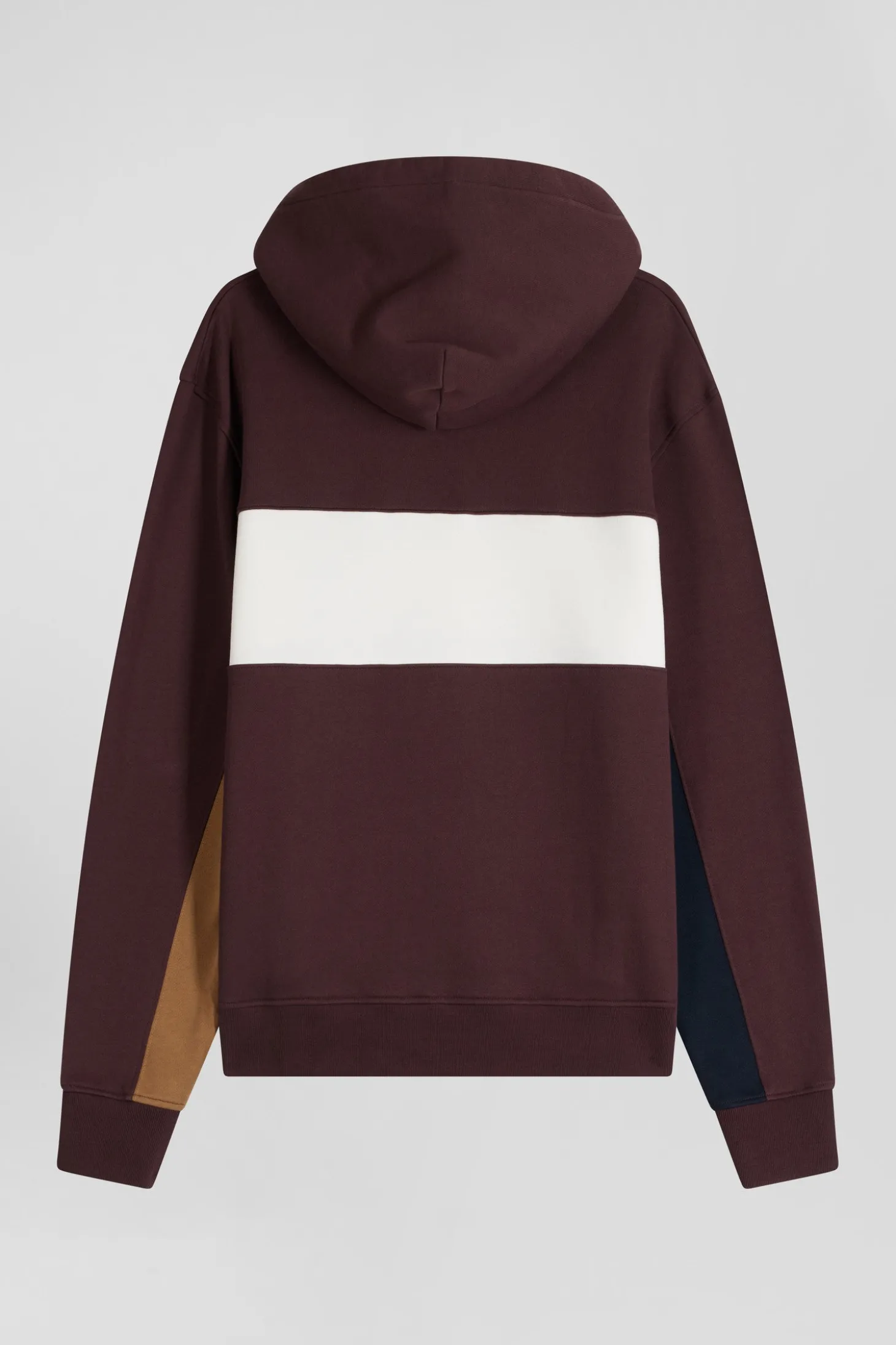 Sweatshirt à capuche colorblock en coton bordeaux coupe Relaxed