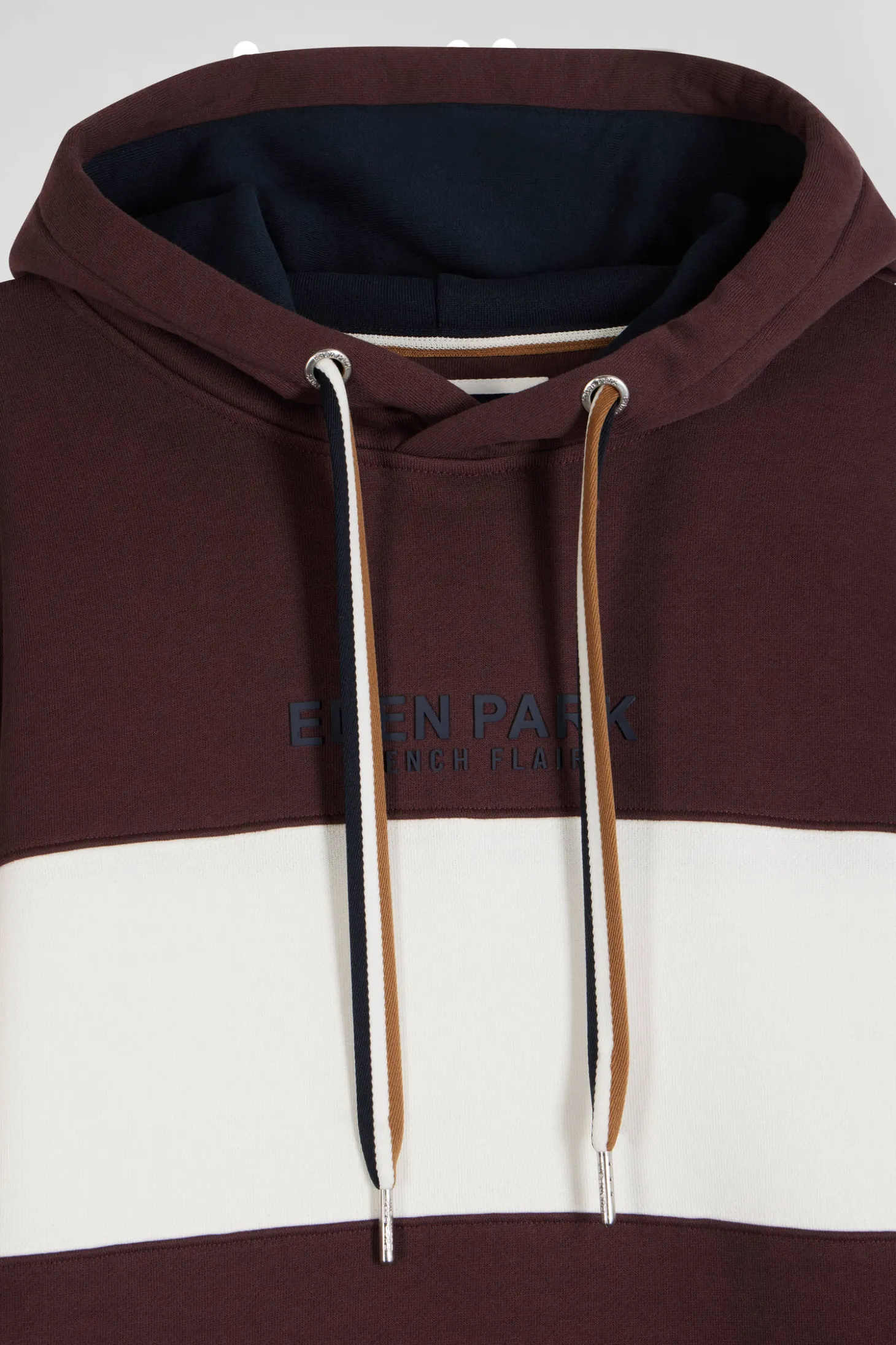 Sweatshirt à capuche colorblock en coton bordeaux coupe Relaxed