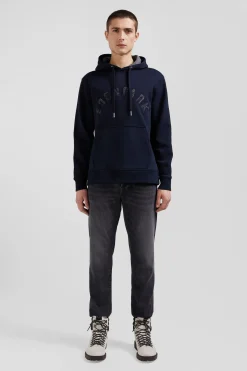 Sweatshirt à capuche en coton mélangé bleu marine coupe Relaxed