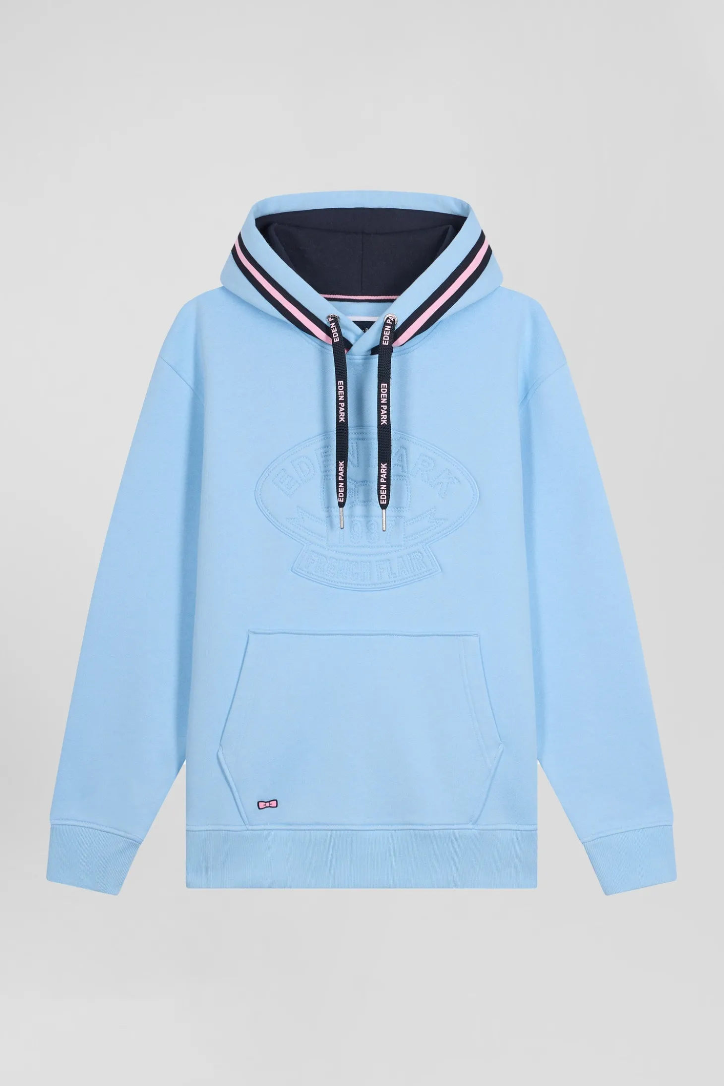 Sweatshirt à capuche en coton mélangé ciel broderie matelassée coupe Relaxed