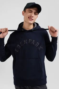 Sweatshirt à capuche en coton mélangé bleu marine coupe Relaxed