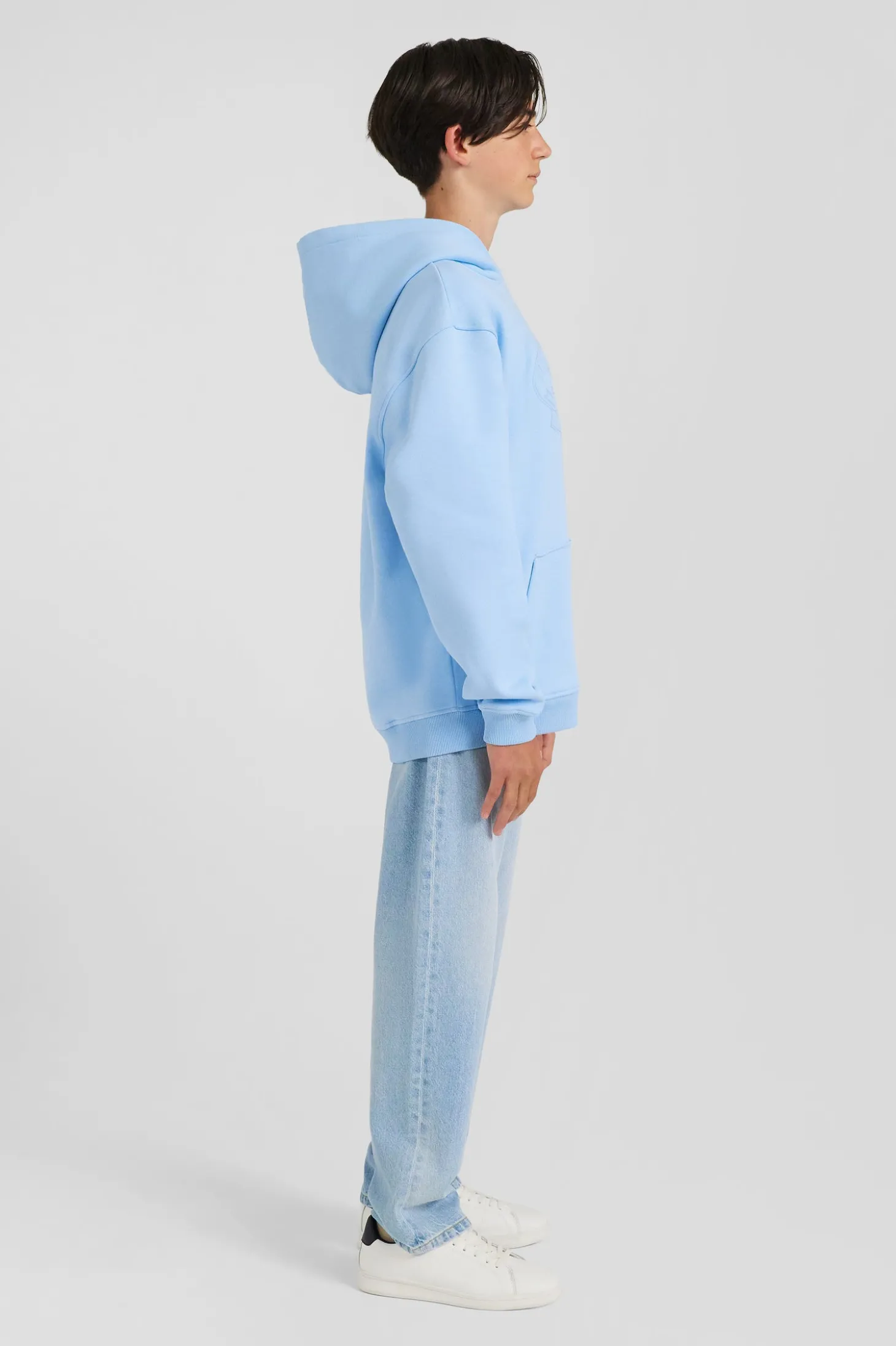 Sweatshirt à capuche en coton mélangé ciel brodé coupe Oversized