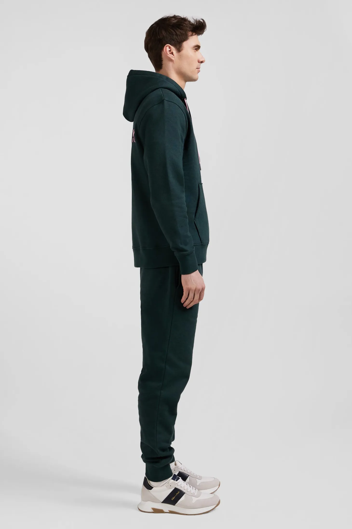 Sweatshirt à capuche en coton vert coupe Relaxed