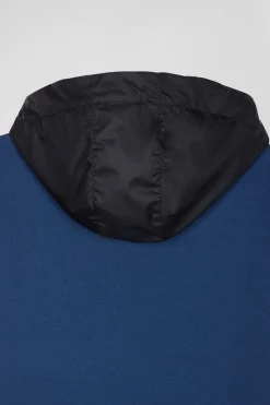 Sweatshirt à capuche en coton mélangé bleu foncé coupe Regular parmenture matelassée