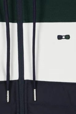Sweatshirt à capuche en coton mélangé vert coupe Regular parmenture matelassée