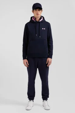 Sweatshirt à capuche en molleton bleu marine broderie Eden Park coupe Regular