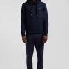 Sweatshirt à capuche en molleton coton bleu marine coupe Regular
