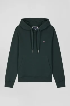Sweatshirt à capuche en molleton coton vert coupe Regular