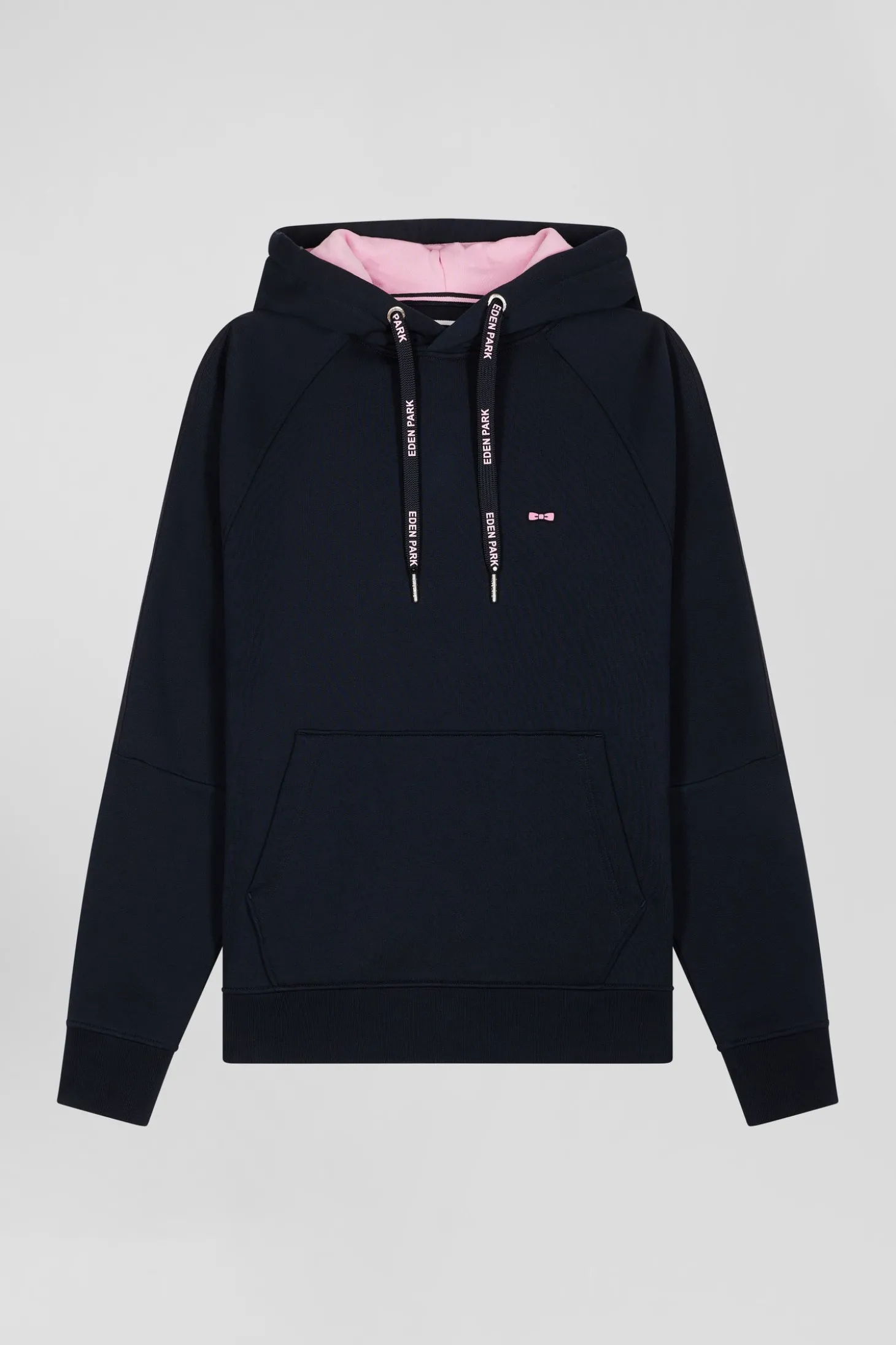 Sweatshirt à capuche en molleton marine cordons de serrage siglés coupe Relaxed