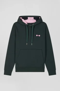 Sweatshirt à capuche en molleton vert broderie Eden Park coupe Regular