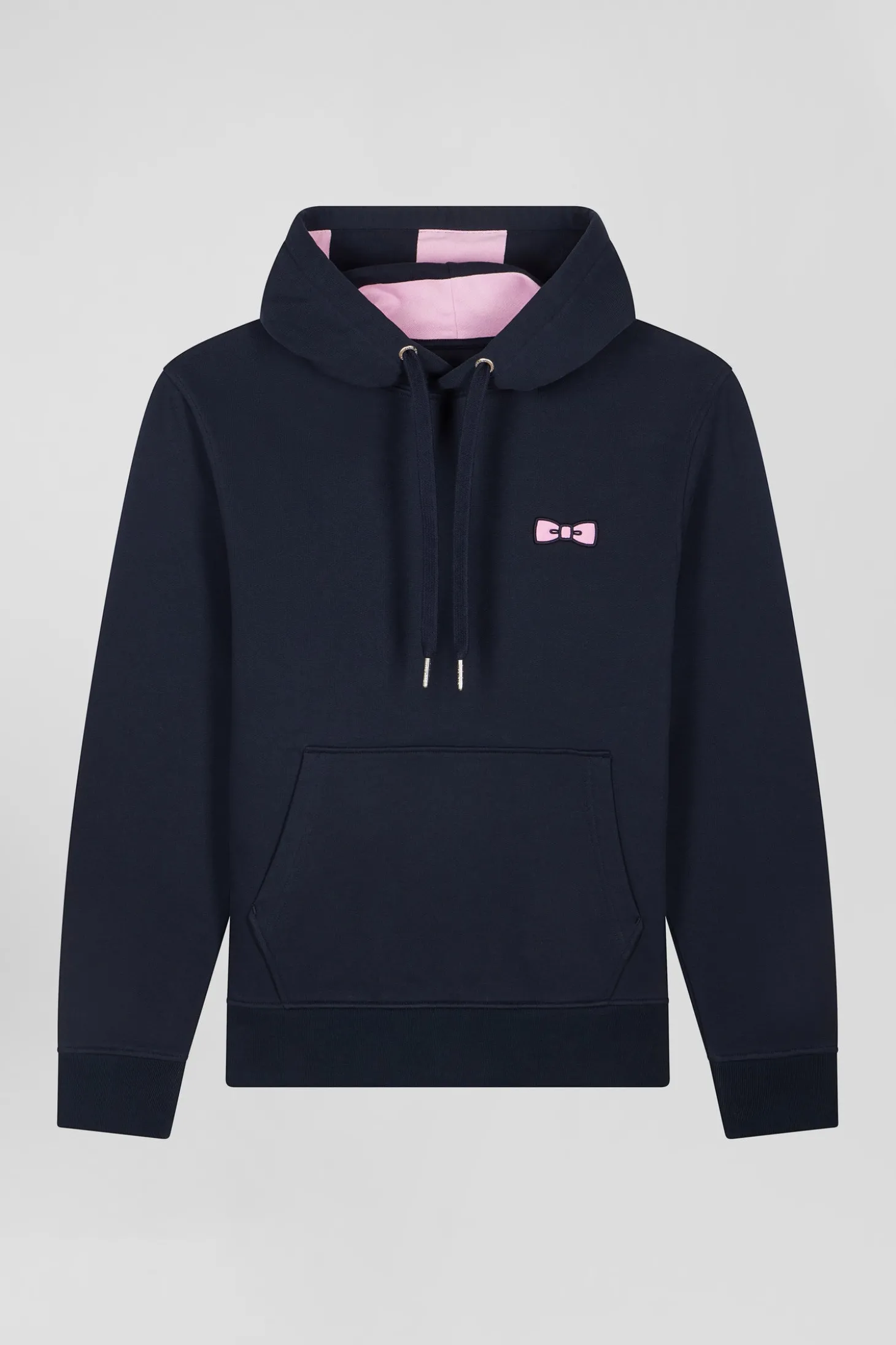 Sweatshirt à capuche en molleton bleu marine broderie Eden Park coupe Regular