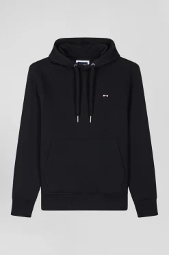 Sweatshirt à capuche en molleton coton noir coupe Regular