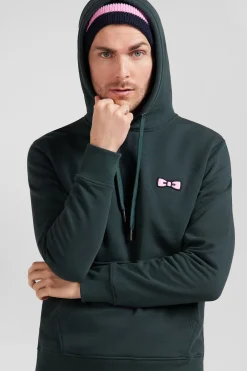 Sweatshirt à capuche en molleton vert broderie Eden Park coupe Regular