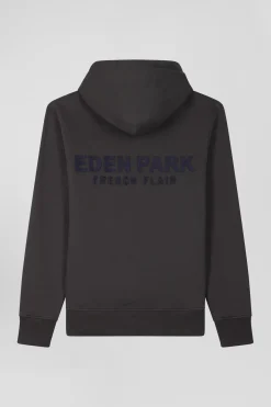 Sweatshirt à capuche en molleton marron broderie Eden Park coupe Regular
