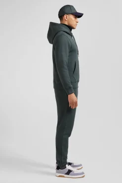 Sweatshirt à capuche en molleton coton vert coupe Regular