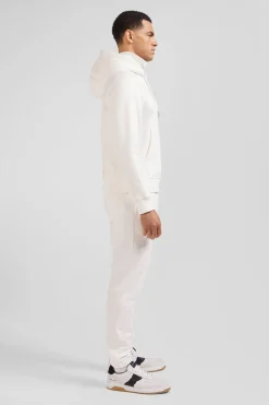 Sweatshirt à capuche en molleton coton écru coupe Regular