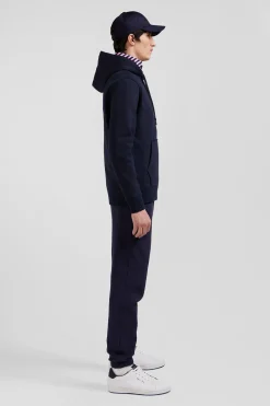 Sweatshirt à capuche en molleton bleu marine broderie Eden Park coupe Regular