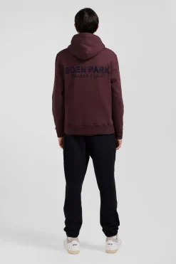 Sweatshirt à capuche en molleton bordeaux broderie Eden Park coupe Regular
