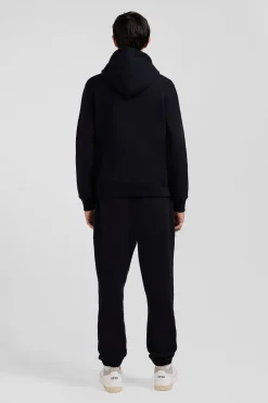 Sweatshirt à capuche en molleton coton noir coupe Regular