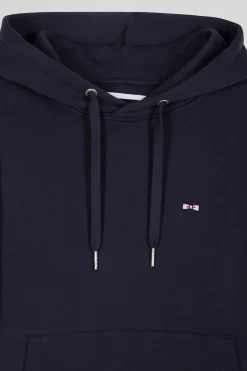 Sweatshirt à capuche en molleton coton bleu marine coupe Regular