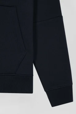 Sweatshirt à capuche en molleton marine cordons de serrage siglés coupe Relaxed
