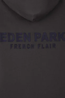 Sweatshirt à capuche en molleton marron broderie Eden Park coupe Regular