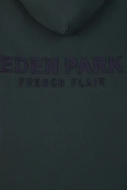 Sweatshirt à capuche en molleton vert broderie Eden Park coupe Regular